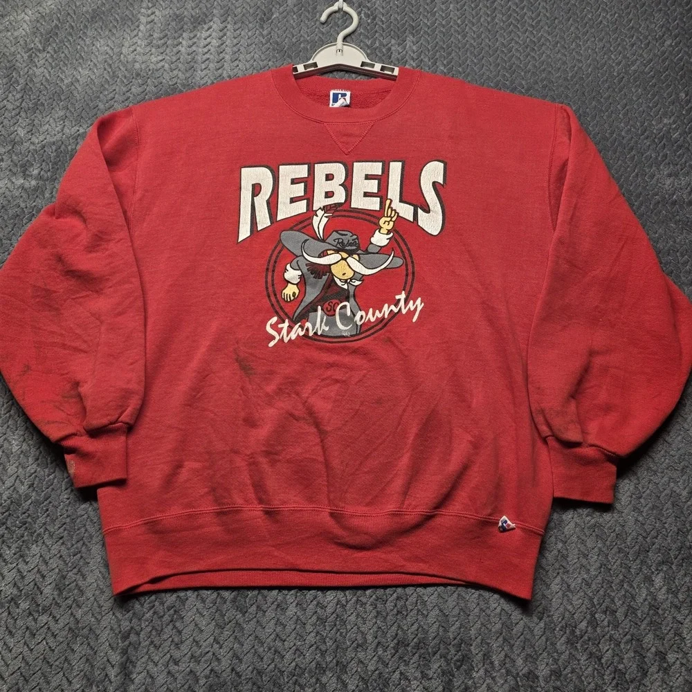 Vintage Stark County Rebels Russell Athletic Sweatshirt Red XL Made in USA